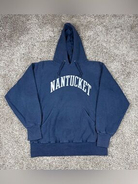 Vintage Sz Small Men’s Adirondack Nantucket Pullover Hoodie Sweatshirt Blue